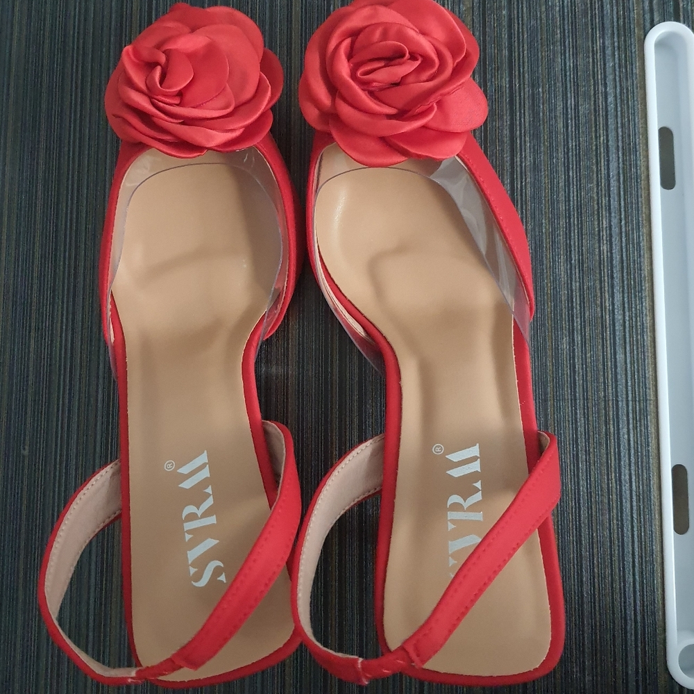 Women's Festive Red Sandals With Rosette